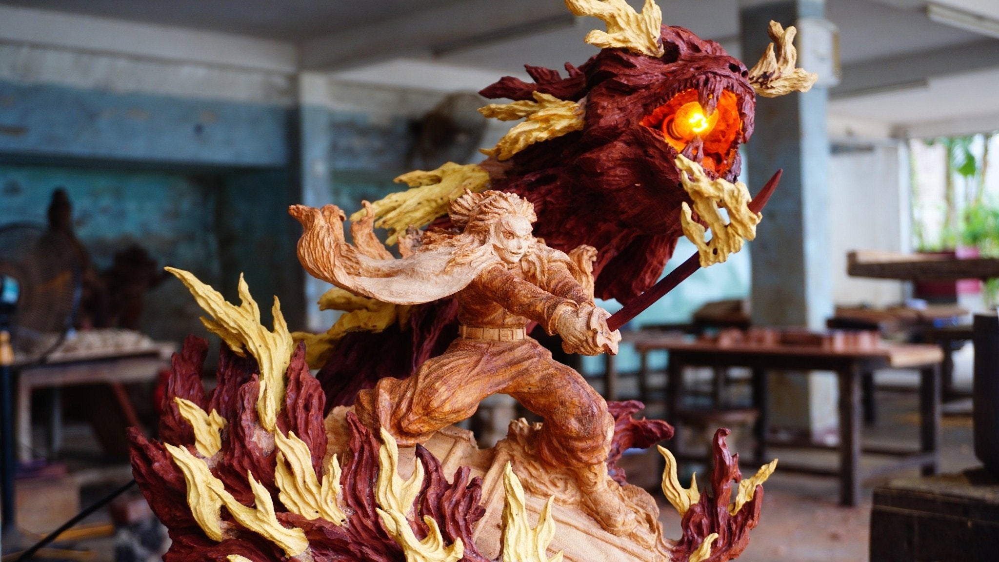 Rengoku - Wood Carving - Demon Slayer [Limited] - Woodart Vietnam