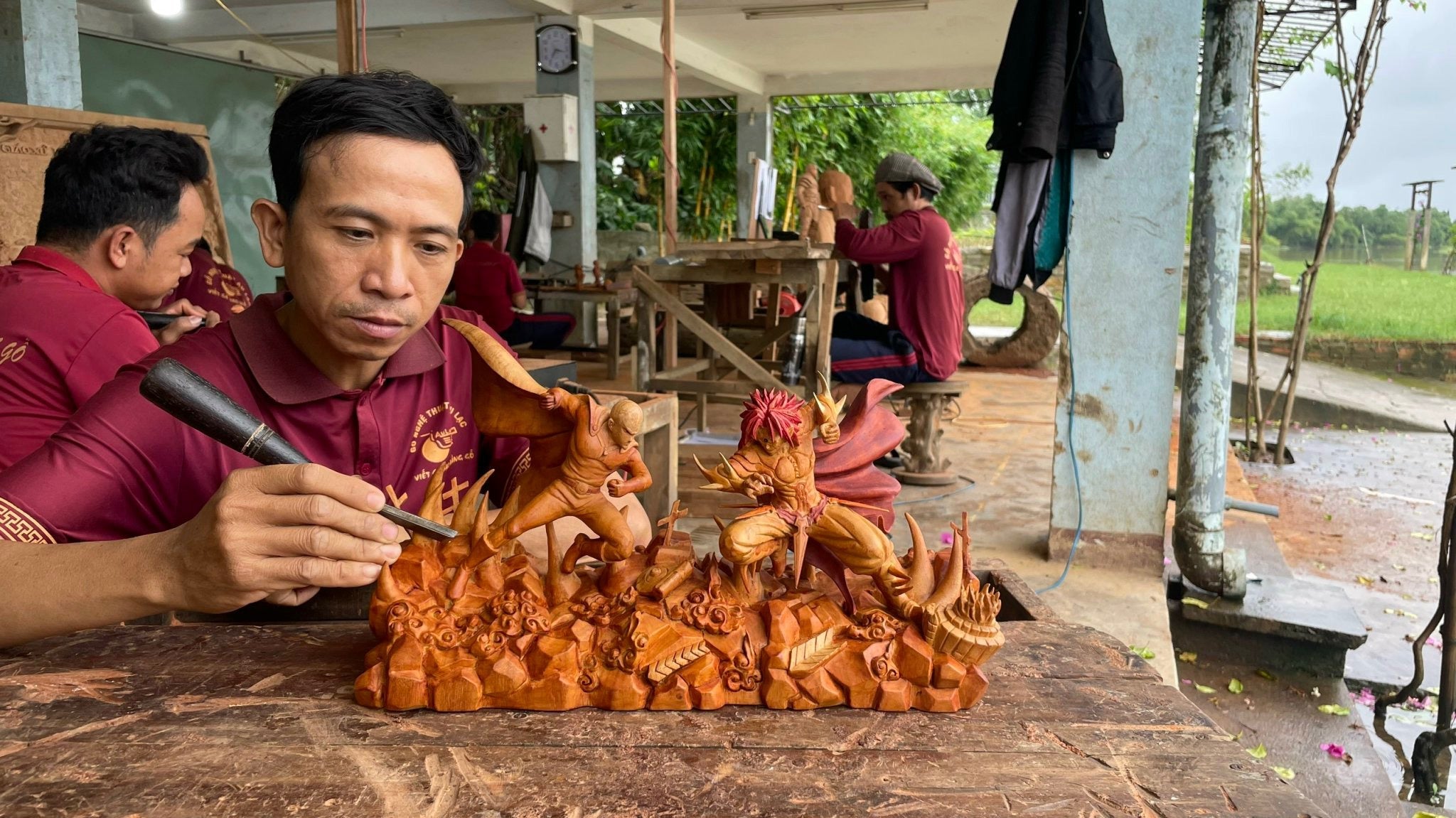 Saitama Figure Wood Carving - One Punchman - Woodart Vietnam