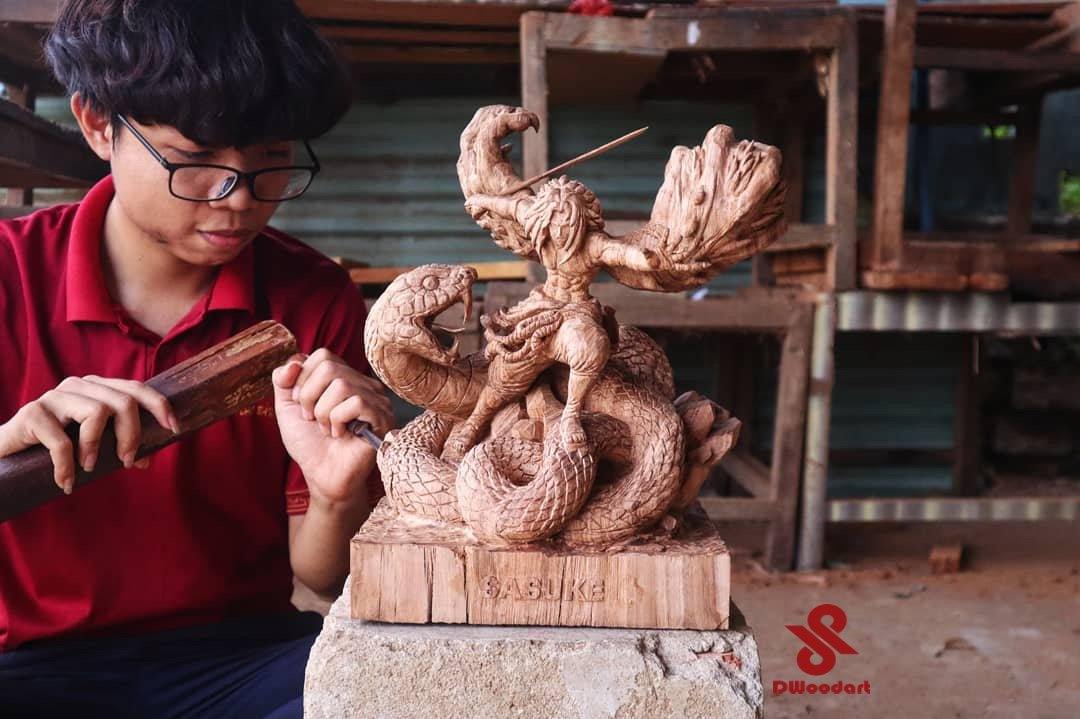 Sasuke Uchiha - Figure Wood Carving - Naruto Shippuden - Woodart Vietnam