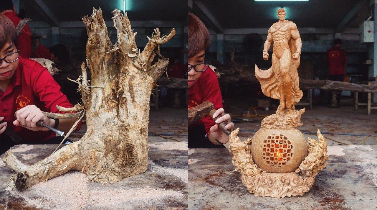 SUPERMAN Glowing Base Sculpture - Woodart Vietnam