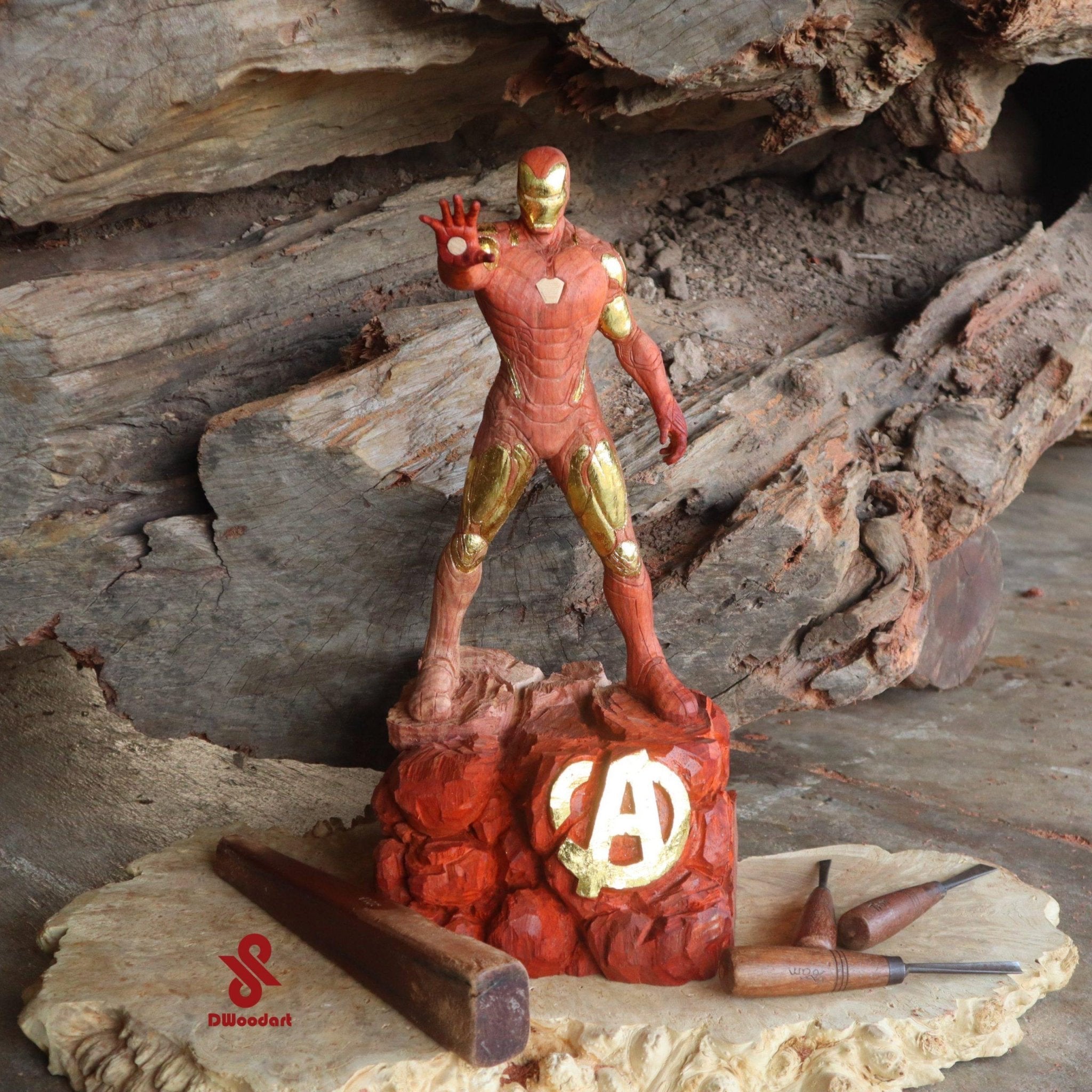 Wood Figurine - Iron Man Mark 85 Figure Wood Carving - Woodart Vietnam
