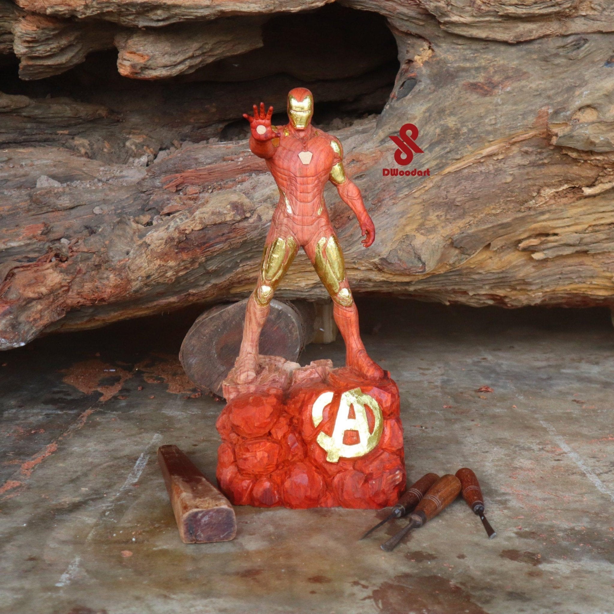 Wood Figurine - Iron Man Mark 85 Figure Wood Carving - Woodart Vietnam