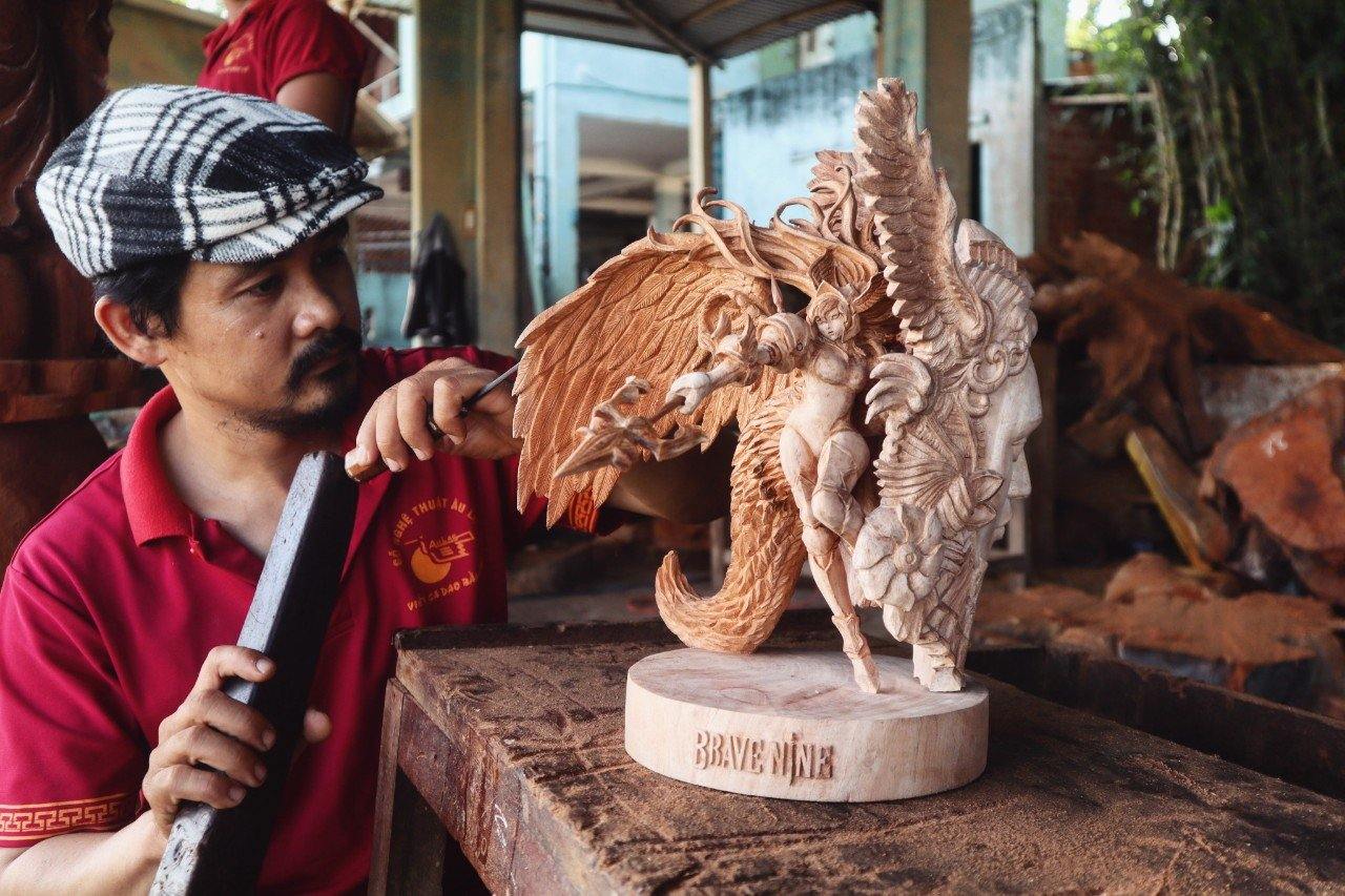 Wooden Statue - Granhildr - Brave Nine - Neowiz Game - Wood Carving Art - Woodart Vietnam 